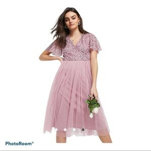 Maya Wrap Front Delicate Sequin Midi Dress